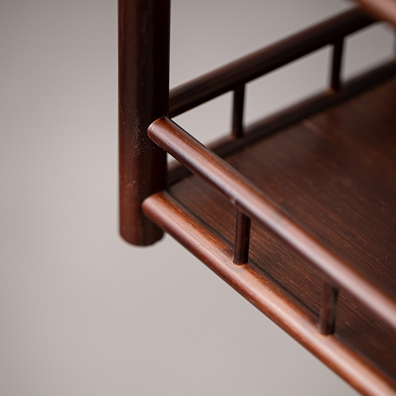 Desktop Antique Rack Small Solid Wood Ornaments Storage Tea Cup Storage Shelf Tea Set Multi-Layer Tea Holder Tea Rack Display Rack