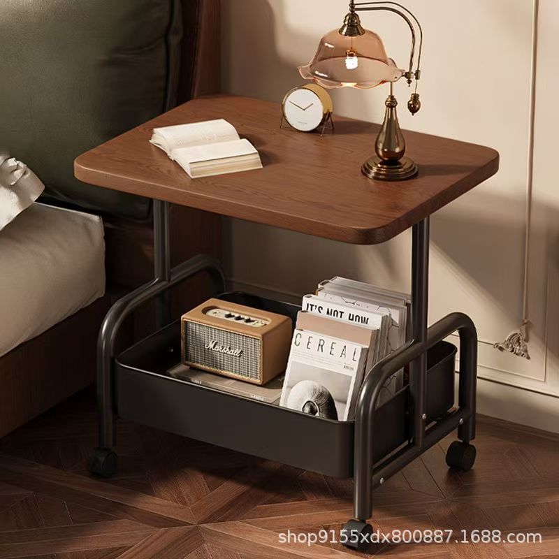 Cross-Border Mobile Coffee Table Living Room Sofa Side Table Trolley Storage Small Table Home Bedroom Bedside Table Storage Rack
