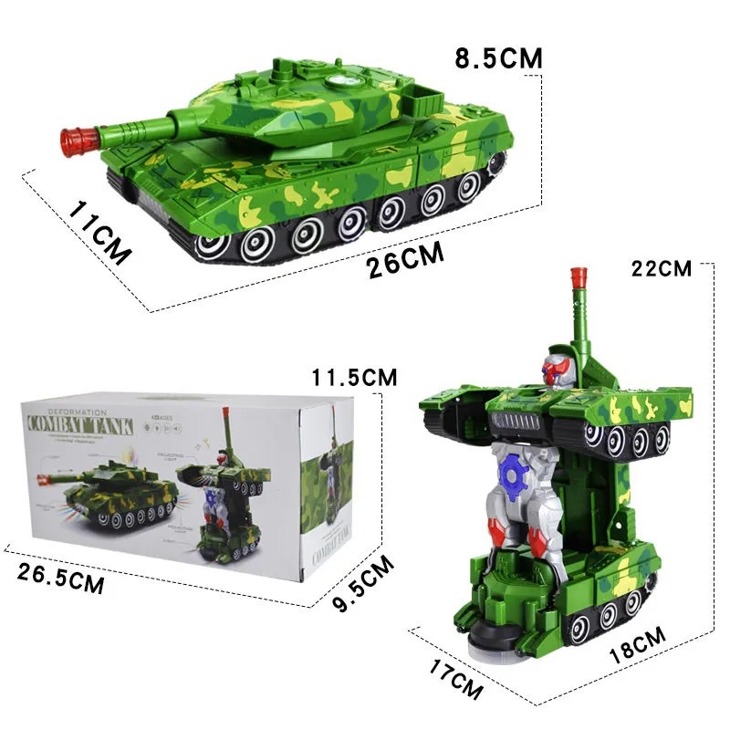 Children's Robot Transformation Tank Armored Car Universal Light Music Electric Plane Boy Toy Dropshipping