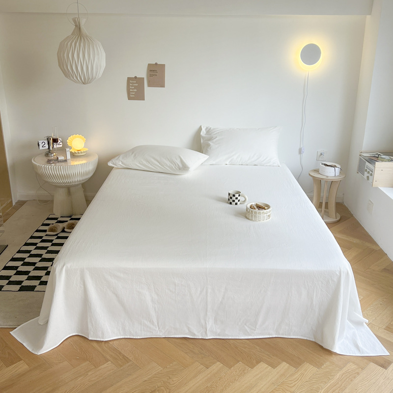 Wholesale skin-friendly cotton sheets single solid color washed cotton sheets single single student dormitory a generation of hair