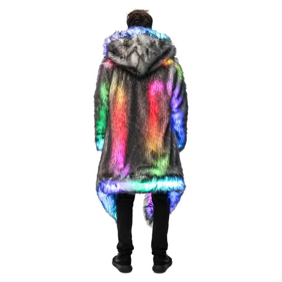 Carnival performance Party clothing Men's European and American cosplay hooded LED electric syllable clothing imitation fur coat