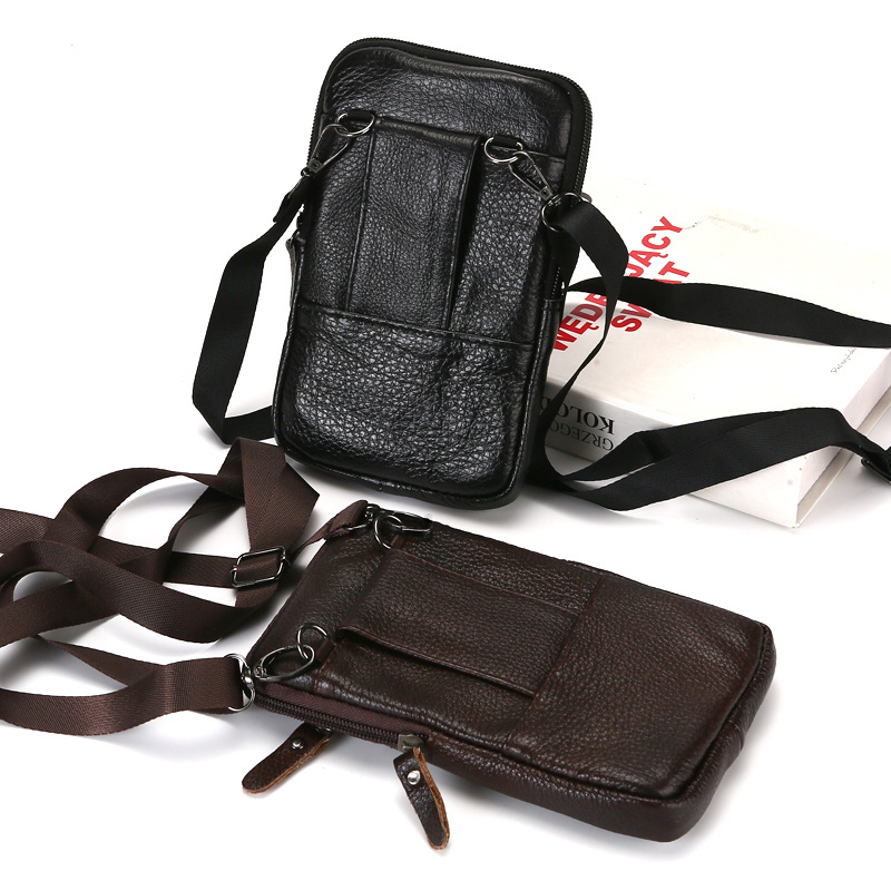 New leather mobile phone waist bag outdoor shoulder slung small bag passport ID bag fashion waist bag mobile phone bag wholesale