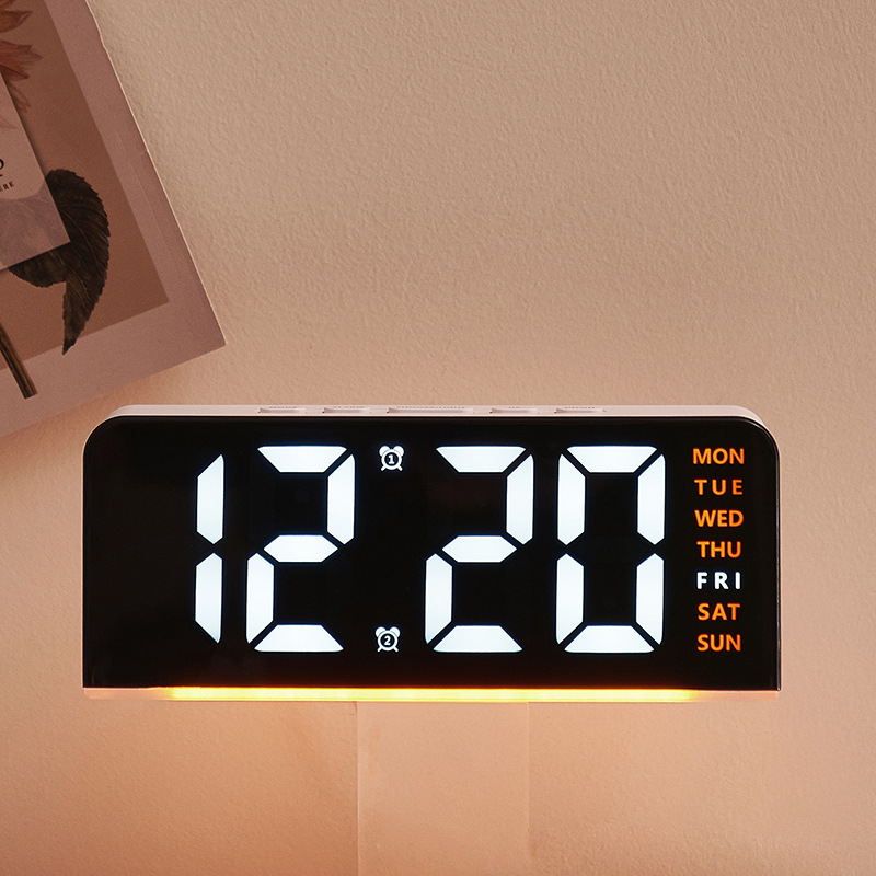 Cross-border Innovation LED Large Character Digital Clock Atmosphere Light Date Desk Clock Multifunctional Digital Alarm Clock GH8033