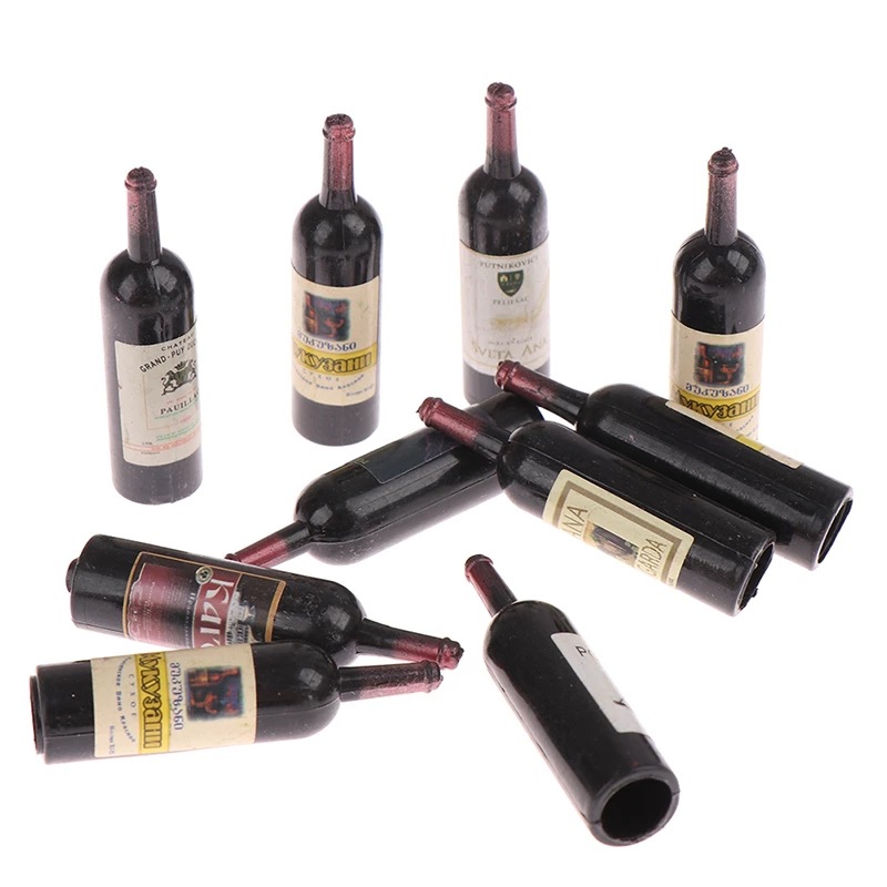 1/12 doll house Mini accessories mini wine bottle set with box simulation drink model toy