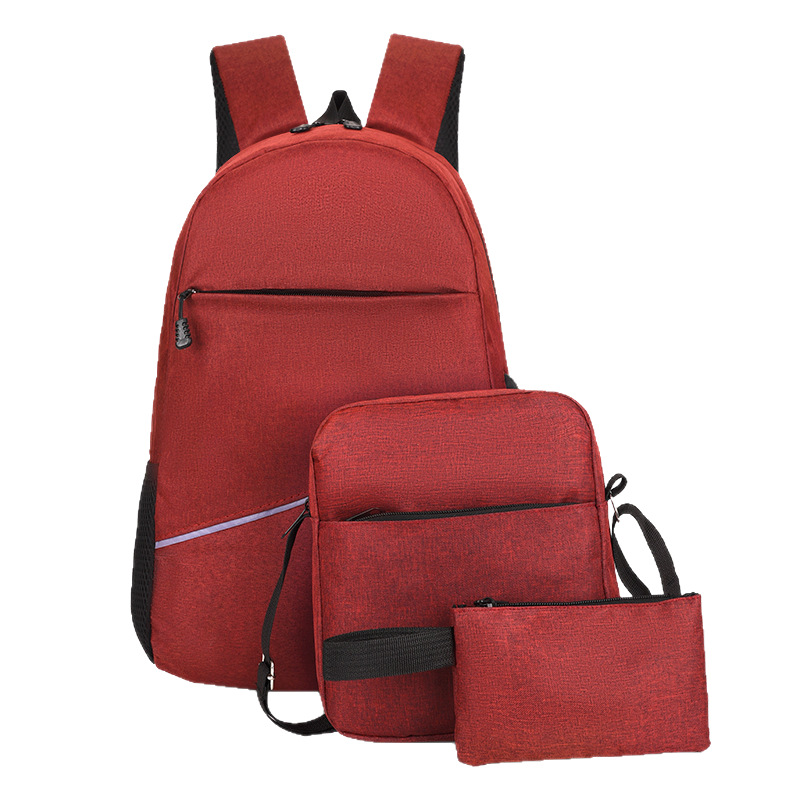 Cross-Border New Trendy Backpack for Men and Women with USB Charging Port, Casual Computer Bag Three-Piece Set for Business Commuting