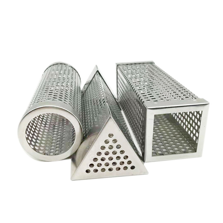 304 stainless steel mesh tube BBQ barbecue tube smoked mesh tube hexagonal fruit wood smoked tube for spice particles