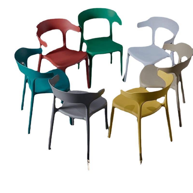 Wholesale Plastic Backrest Chair Home Corner Chair Nordic Milk Tea Shop Plastic Chair Desk Living Room Leisure Chair