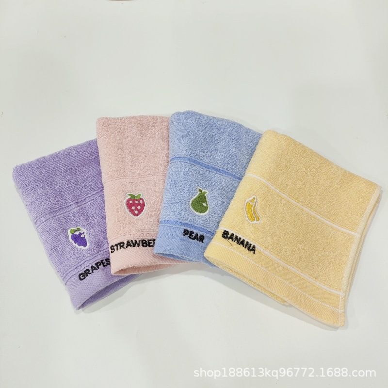 Factory wholesale 3112 cartoon towel cute children's towel embroidered fruit soft absorbent household children's small face towel