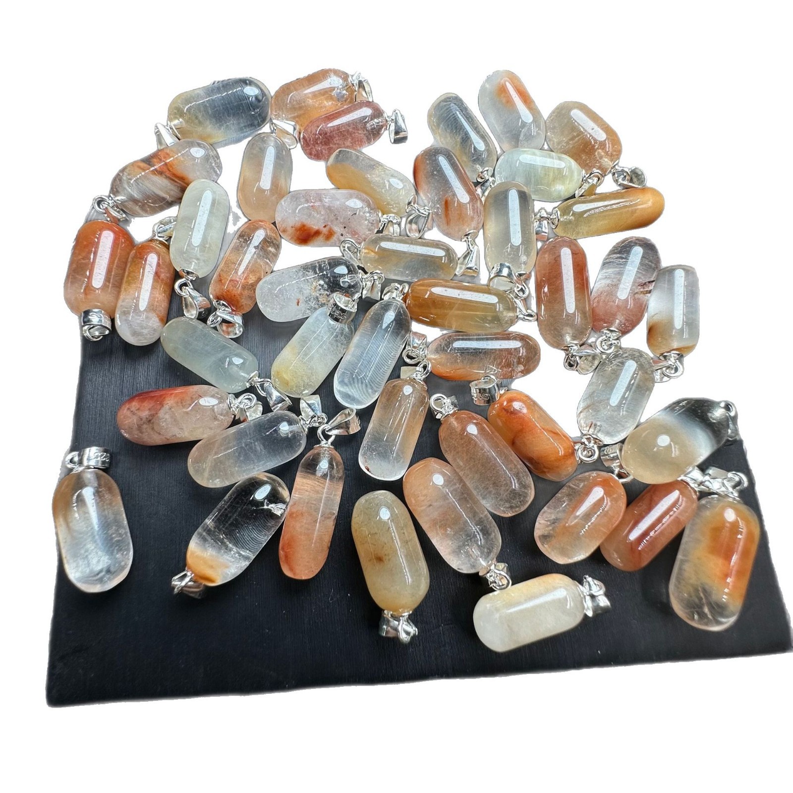 Natural rabbit hair capsule pendant s925 silver buckle inlay 17mm simple cute wholesale and retail