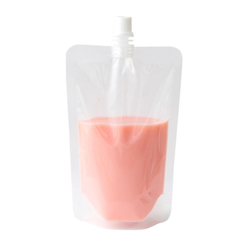 Self-supporting suction nozzle bag soybean milk tea beverage packing bag disposable juice bag liquid packaging bag suction nozzle bag transparent