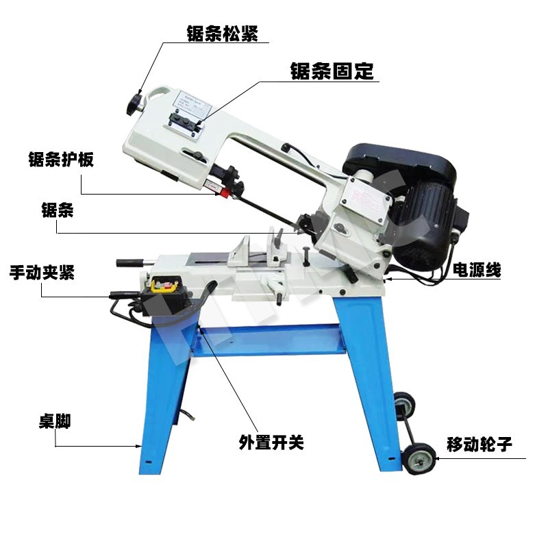Sawing Machine Bs115 Portable Mobile Small Sawing Machine Angle Cutting Metal Band Sawing Machine Hardware Universal Band Saw Blade