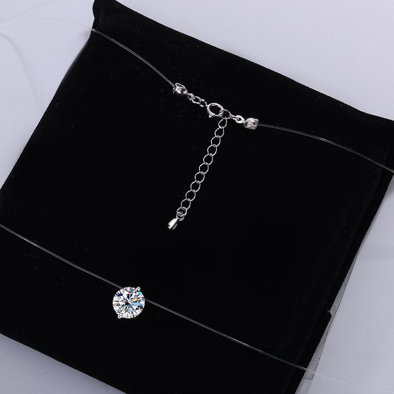 Zhao Ruth with S925 silver clavicle chain mermaid tears necklace female minority high sense of moissanite pendant wholesale