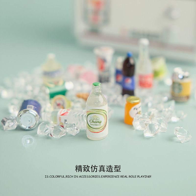 Mini Refrigerator Toy Refrigerator Magnet Supermarket Miniature Horizontal Freezer Play House Ice Cream Toy Ornament Model