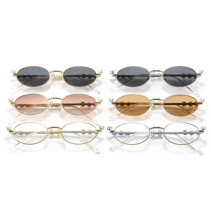 25 New Y2K Medieval Style Heavy Industry Diamond Fashion Metal European and American Style Sunglasses Anti-Blue Light Flat Glasses