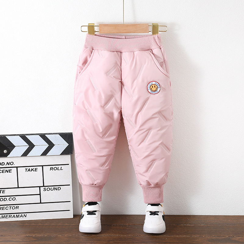 Children's Cotton Pants fleece-lined Thickened Casual Female Baby Winter Outfit Windproof Warm Pants for Small and Medium-sized Children and Boys Long Pants