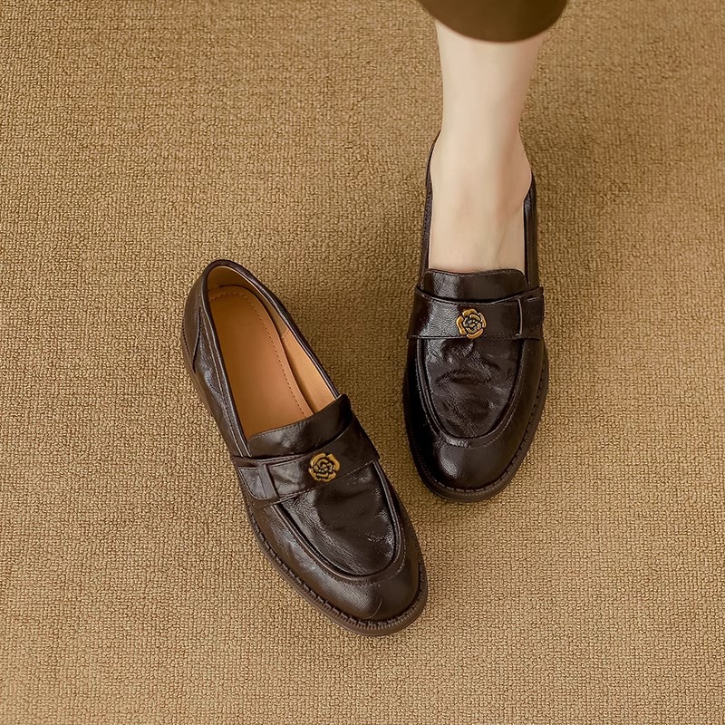 Туфли из коровьей кожи, мягкие, 2025, новые, плоские, кожаные, маленькие, золотые, утолщенные