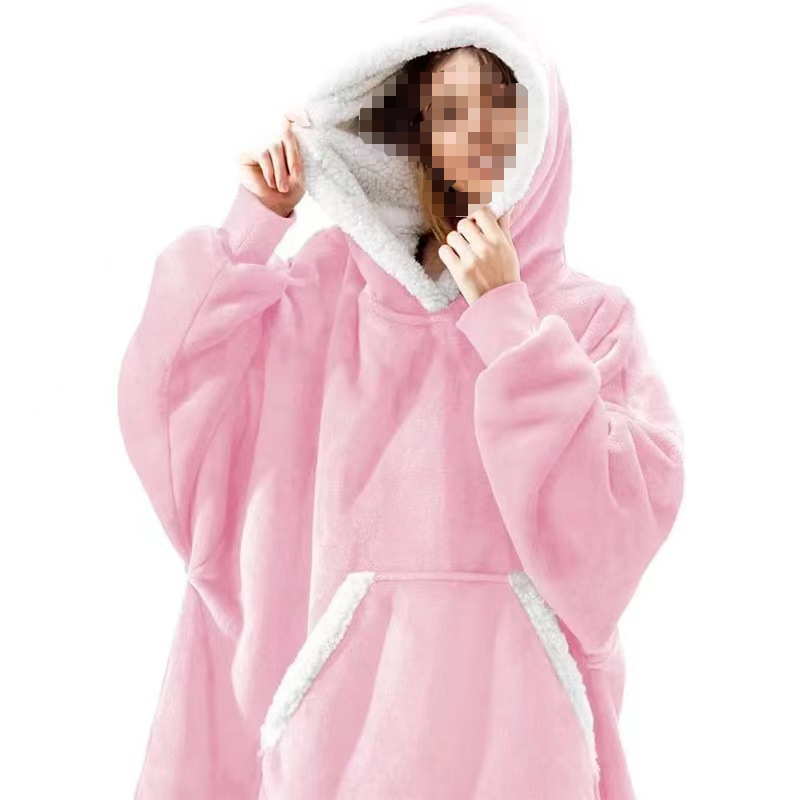 Lazy pullover pajamas warm clothes lambswool TV blanket hug hoodie cold-proof warm nightgown home wear