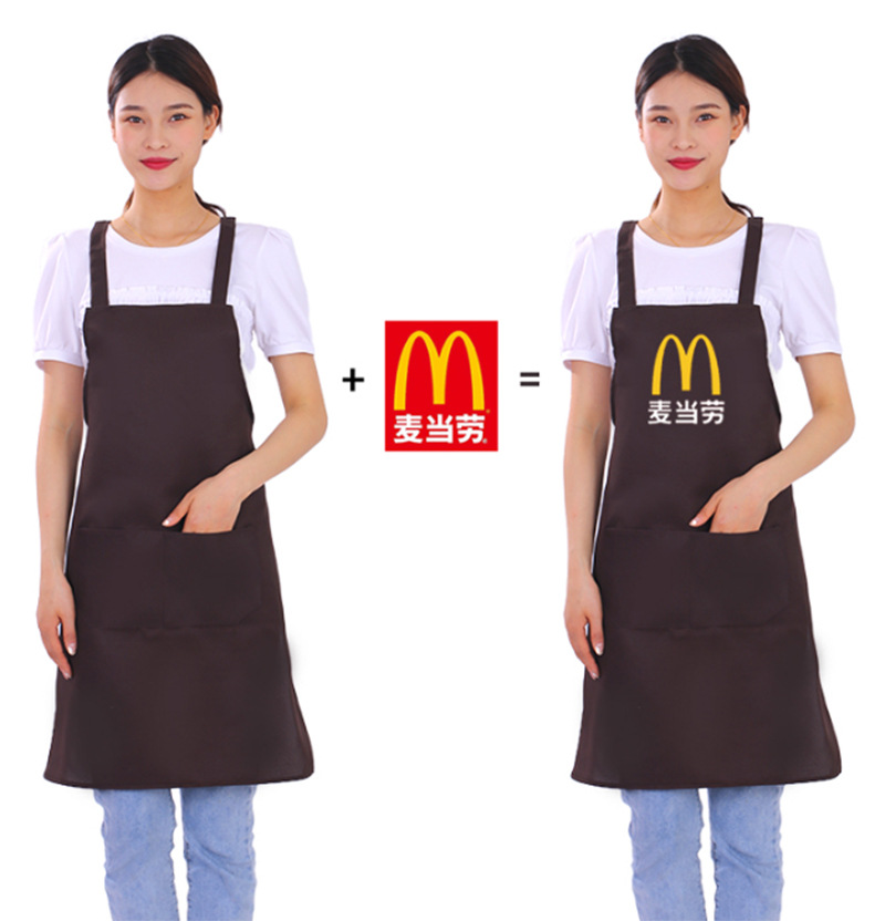 White sleeveless overalls solid color printing waterproof apron black food hotel kitchen waist advertising logo