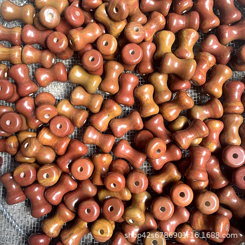 Red Meteorite Stone Roller Bead Accessories for Finger Massage, Manufacturer Wholesale, Size 2.7cm * 1.7cm Beads 1.3