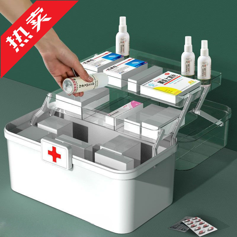 Medicine box multi-layer medicine box household large capacity full set of emergency medical drugs storage through wholesale