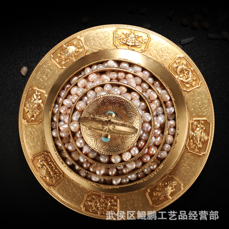 Manzapan Buddhist College Copper Eight Jixiang 37 Stack Huibao Manda Plate Tantric Buddhist Supplies Repair Plate for Mancha Luo