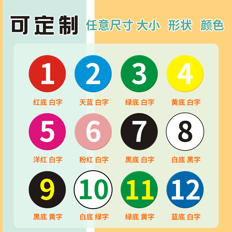 Pvc Waterproof Self-Adhesive Number Stickers Number Stickers Letter Number Plates Seat Numbers Dining Table
