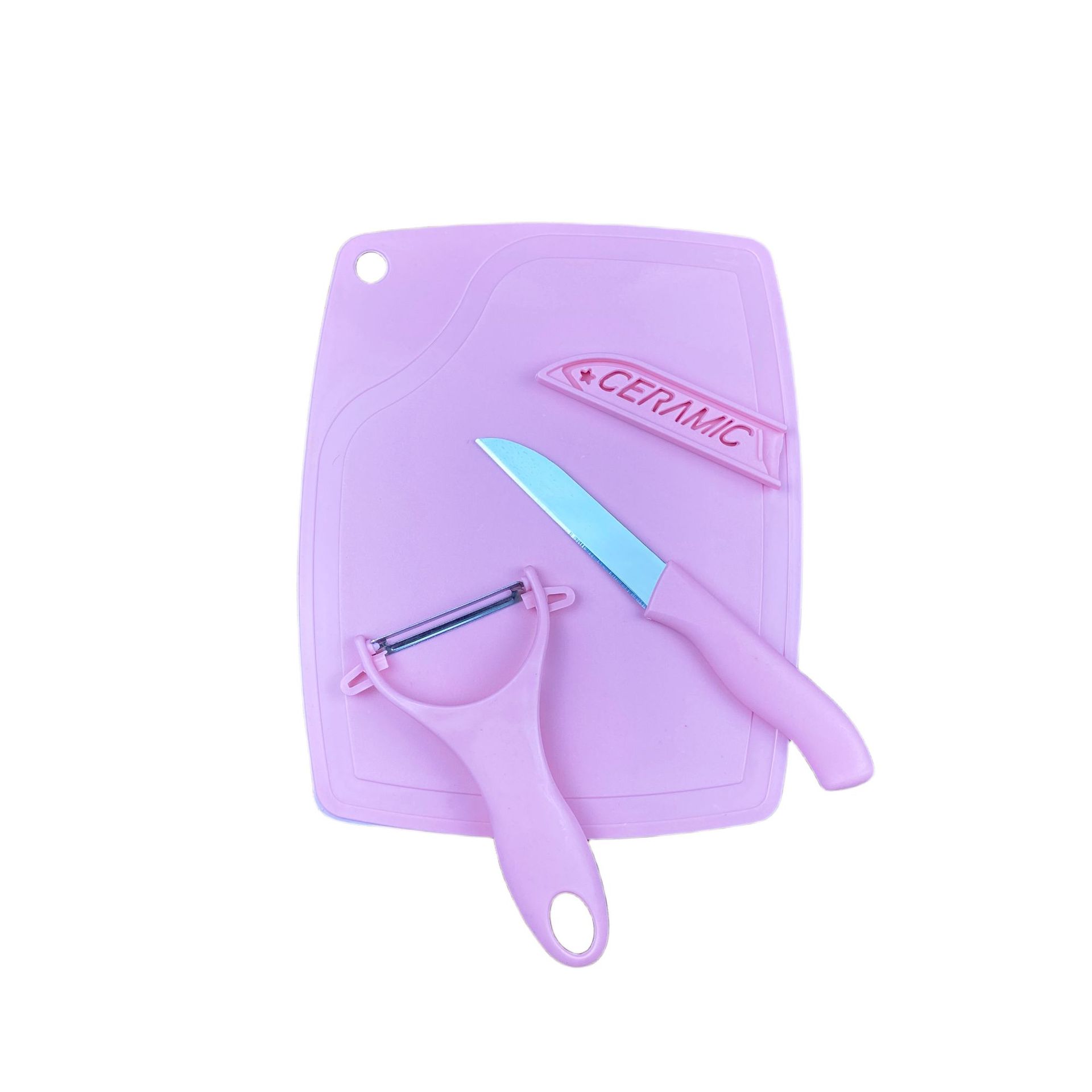 Kitchen Fruit Cutting Board Three-Piece Set Baby Food Supplement Chopping Board Fruit Knife Peeler Thawing Board Food Supplement Processing Set