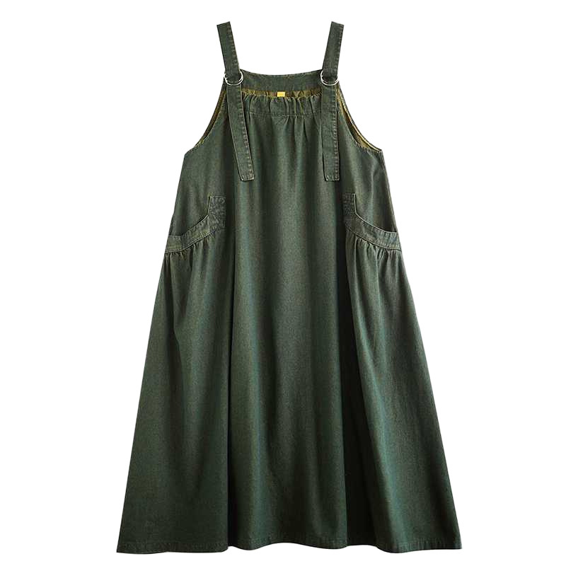 Spring Summer Autumn Winter Craft Denim Stir-fried Color Color Retro Loose Slimming Denim Strb Skirt Long Large Swing dress