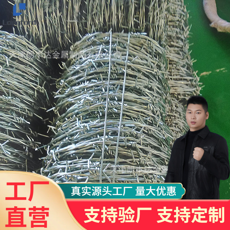 Проволока с колючей проволокой из горячего оцинкованного железа Тяньцзинь, одинарная и двойная прядь, противовзломная, противокражная