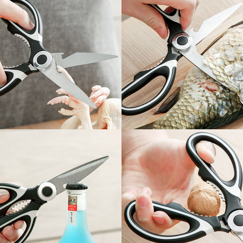 Kitchen Scissors Multi-functional Thickened Strong Chicken Bone Shears Household Stainless Steel Shears Special Food Barbecue Shears for Bone