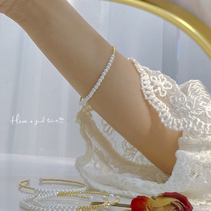 G18K Gold Freshwater Pearl Bracelet with Fine Sparkling Balls Shining Accessible Luxury 3-4mm Freshwater Pearls