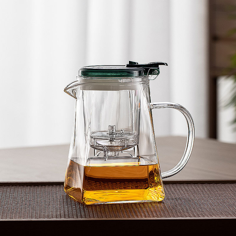 High temperature resistant household piaoyi pot tea separation tea set tea filter advanced smoky gray high boron glass tea maker