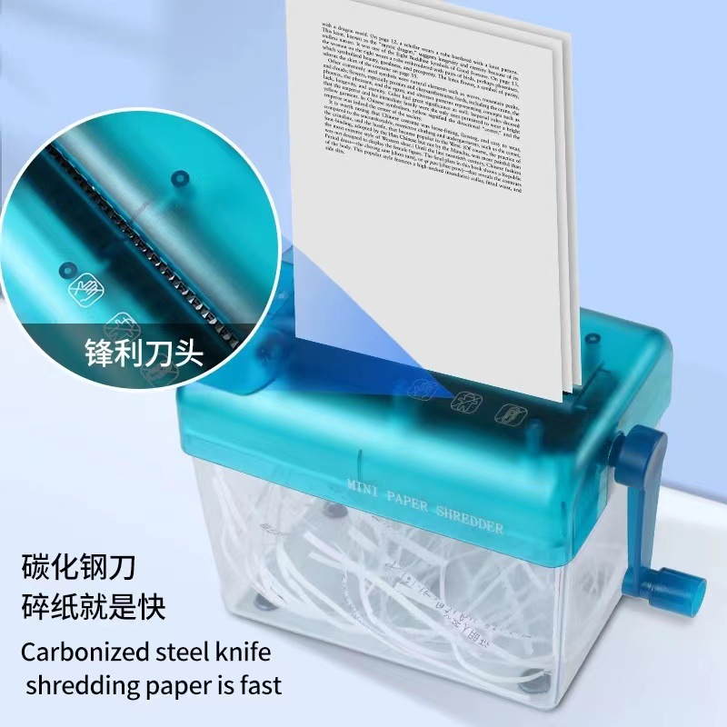 Manual shredder small office shredder desktop strip shredder household A6 mini hand shredder
