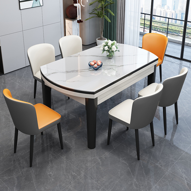 Rock Plate Dining Table Light Luxury Table and Chair Combination Integrated Induction Cooker Square and Round Dual-Use Dining Table Household Small Apartment Simple Dining Table