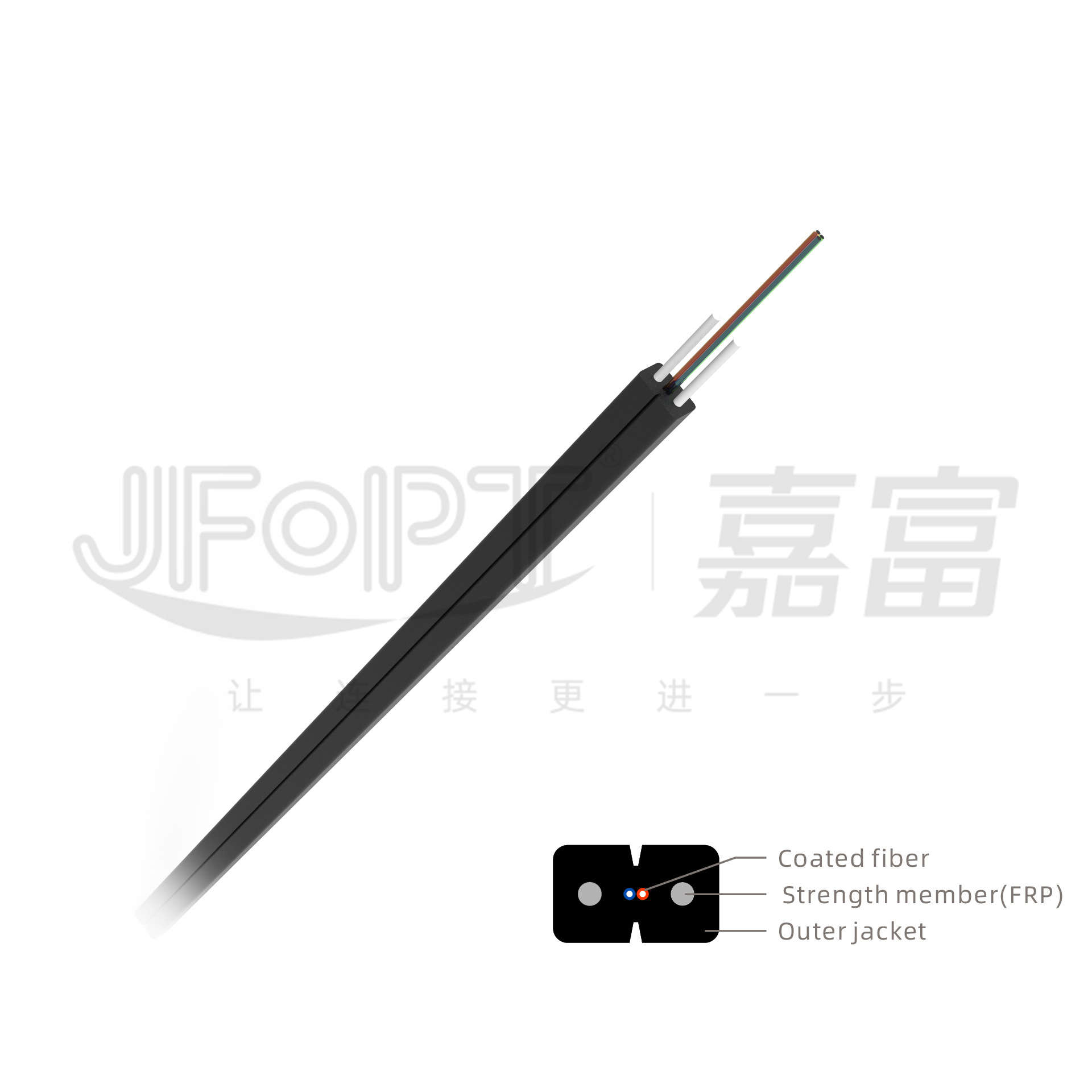 Factory indoor and outdoor 4-core 8-core FRP household FTTH butterfly invisible leather cable optical fiber cable 1-Core 2-core finished product