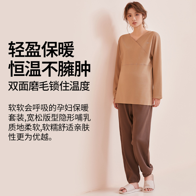 Pregnant Women's Home Clothing Autumn and Winter New Thermal Underwear suit Women's Postpartum Feeding Maternity Clothing Pregnant Women's Monthly Clothing