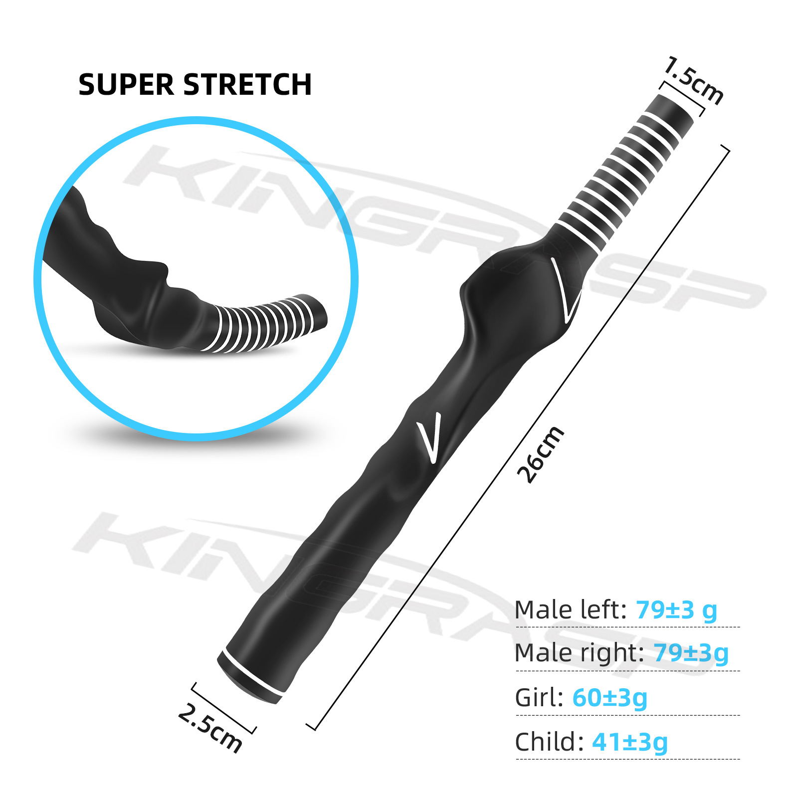 Golf Rubber Grips Left and Right Hand Swing Exerciser Practice Tools Men's/Women's/Children's Hand Grips