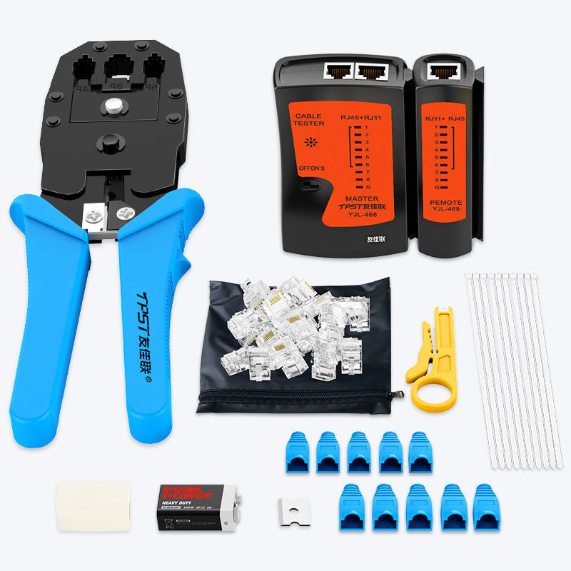 Network Cable Pliers Set Tool Household Multi-Functional Category 5 and Category 6 Crimping Pliers Cable Network Tester Crystal Head