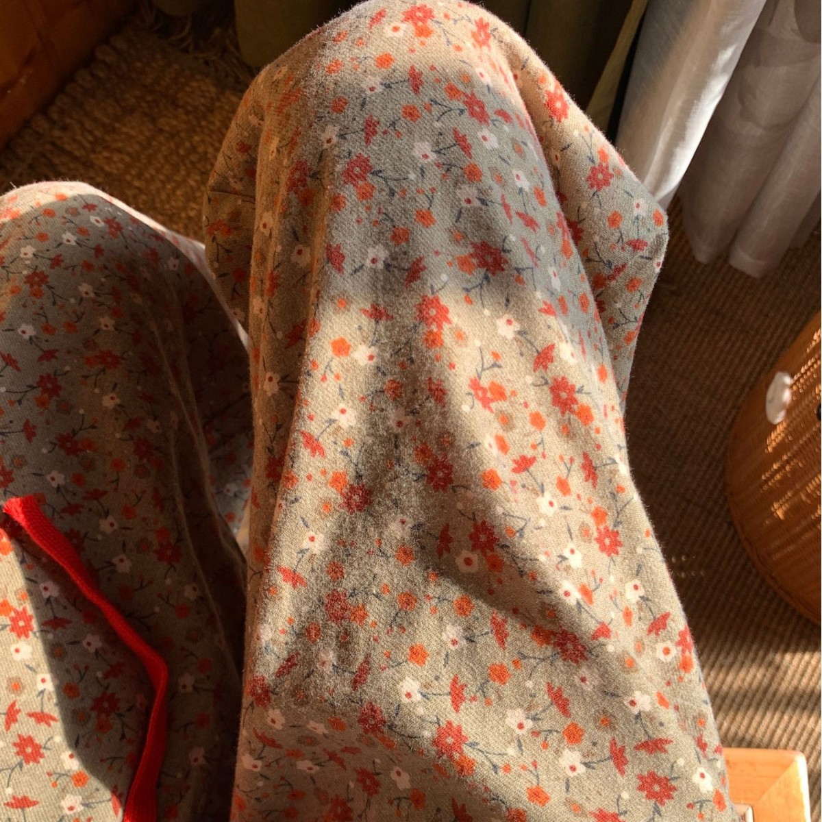 Autumn and Winter New Twilight Flower Cotton Scrub Loose Home Trousers