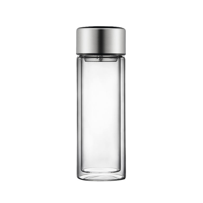 Fingerprint Unlocking Double-Layer Large-Capacity Glass Insulated Water Cup Tea Cup Car Portable Tea Water Separation Cup Home