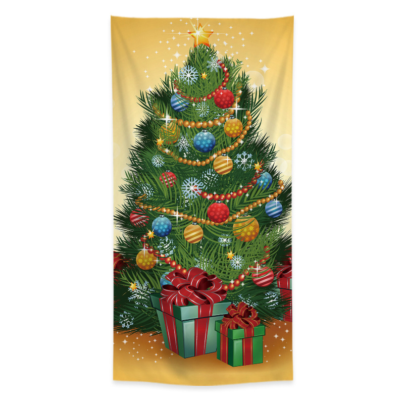 Christmas Door Cover Decoration Green Christmas Background Cloth Christmas Door Cover Door Hanging New Year Party Decoration Door Cover Tapestry