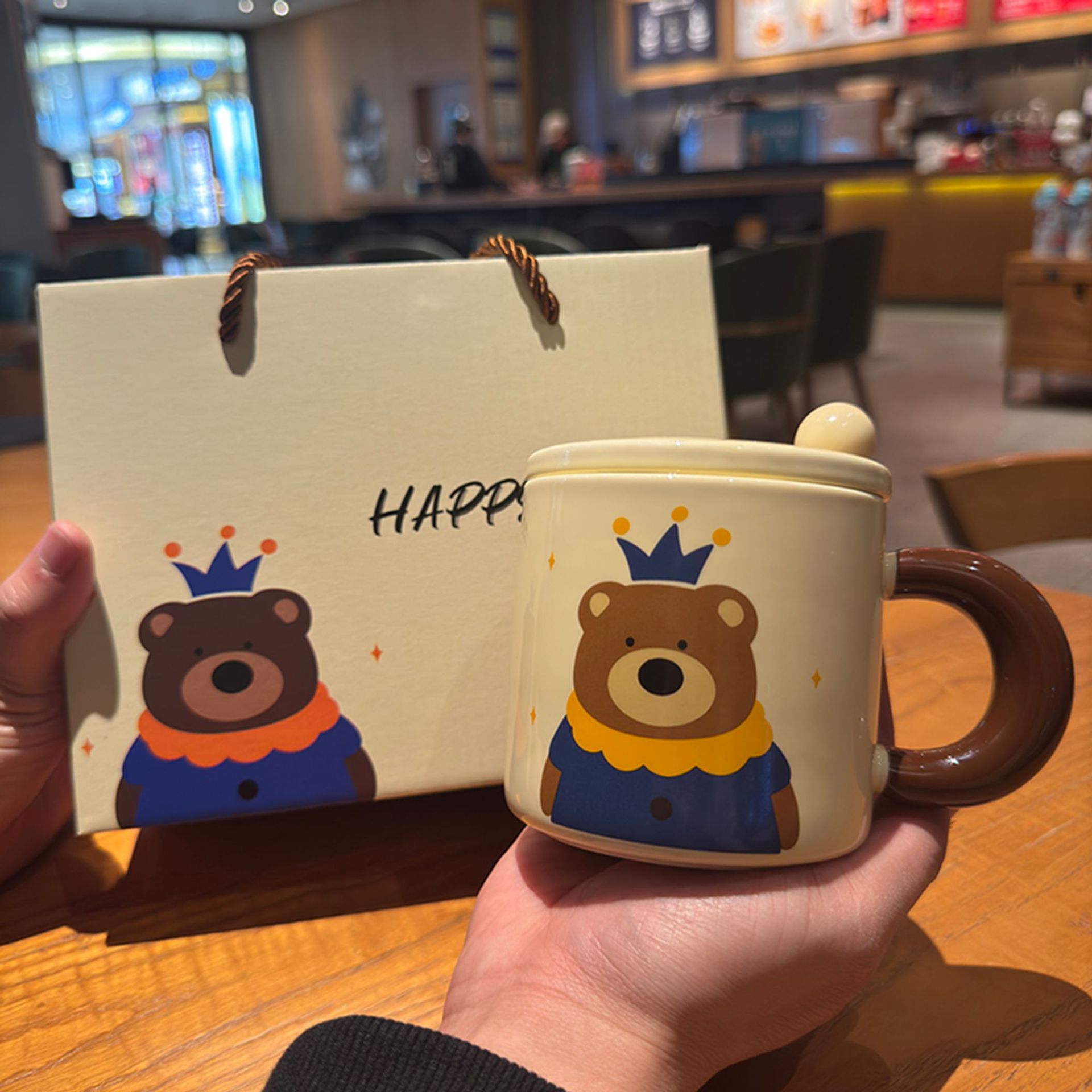 Милая большая кружка с медведем, высокая ценность для пары, чаша для воды для мальчиков и девочек, подарок на день рождения, сопроводительная церемония