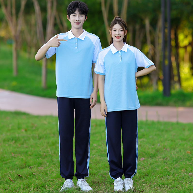 A Large Number of Real Shots in Stock, School Uniforms, Preppy Style Junior High School, High School and Primary School Student Class Uniforms, Couple Wear, Summer Short-Sleeved Suits