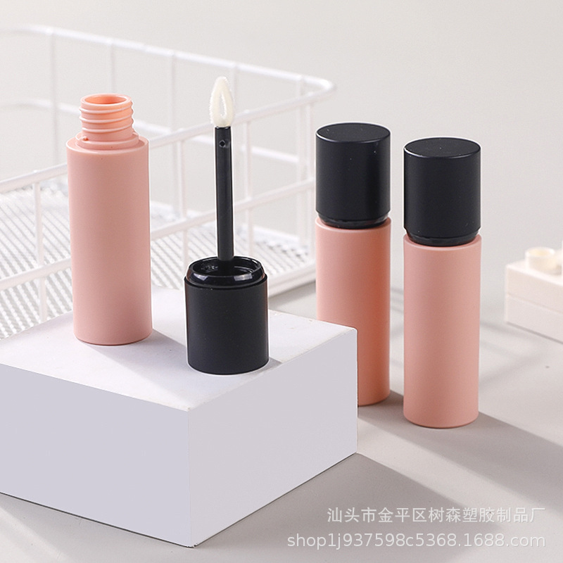 в наличии, круглый глянец для губ, пустая туба, высококачественная матовая черная бутылка для губ, упаковка косметических материалов, 4 мл, ручная работа, DIY туба
