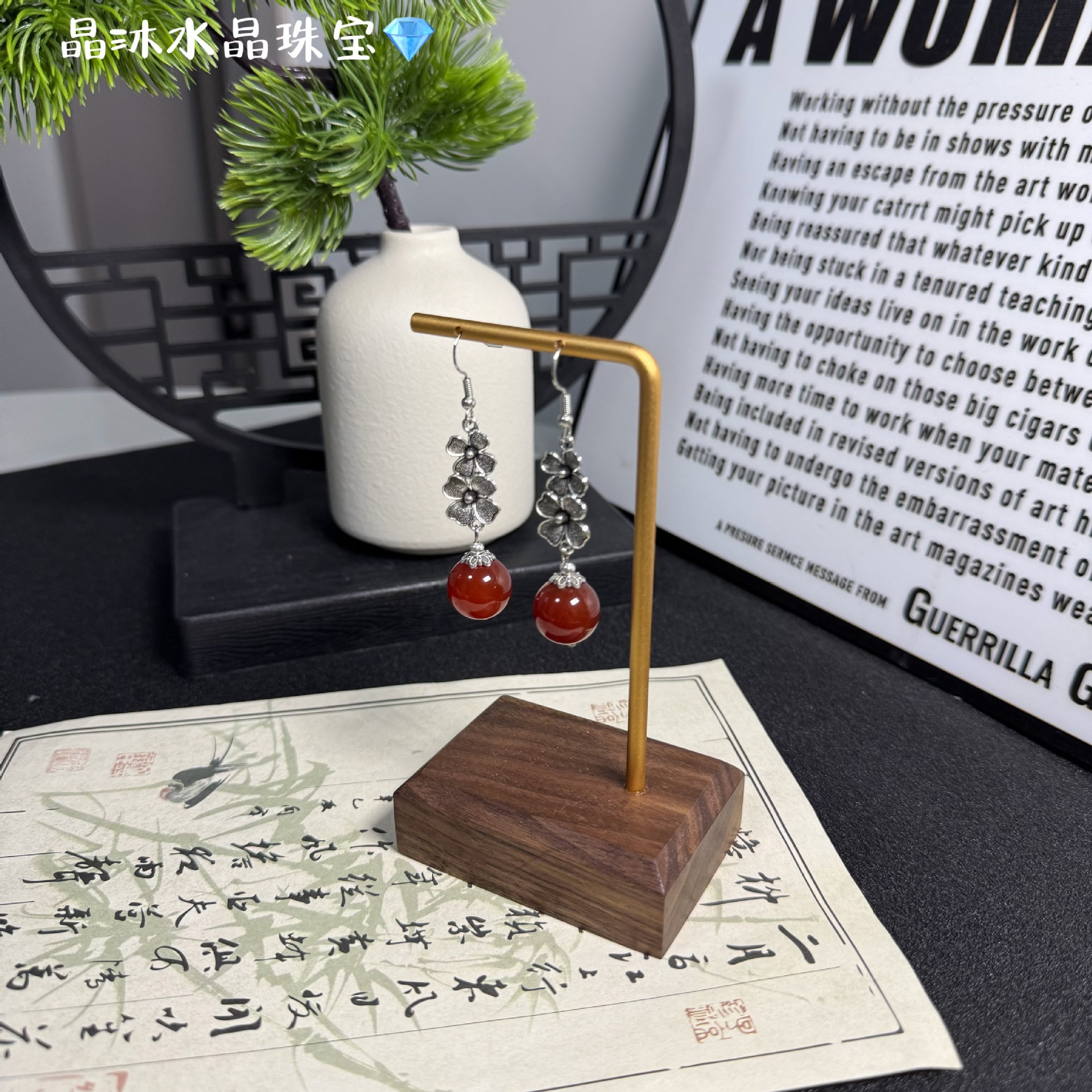 Factory Direct Supply Spot Wholesale High-End Luxury Exquisite Red Agate Earrings