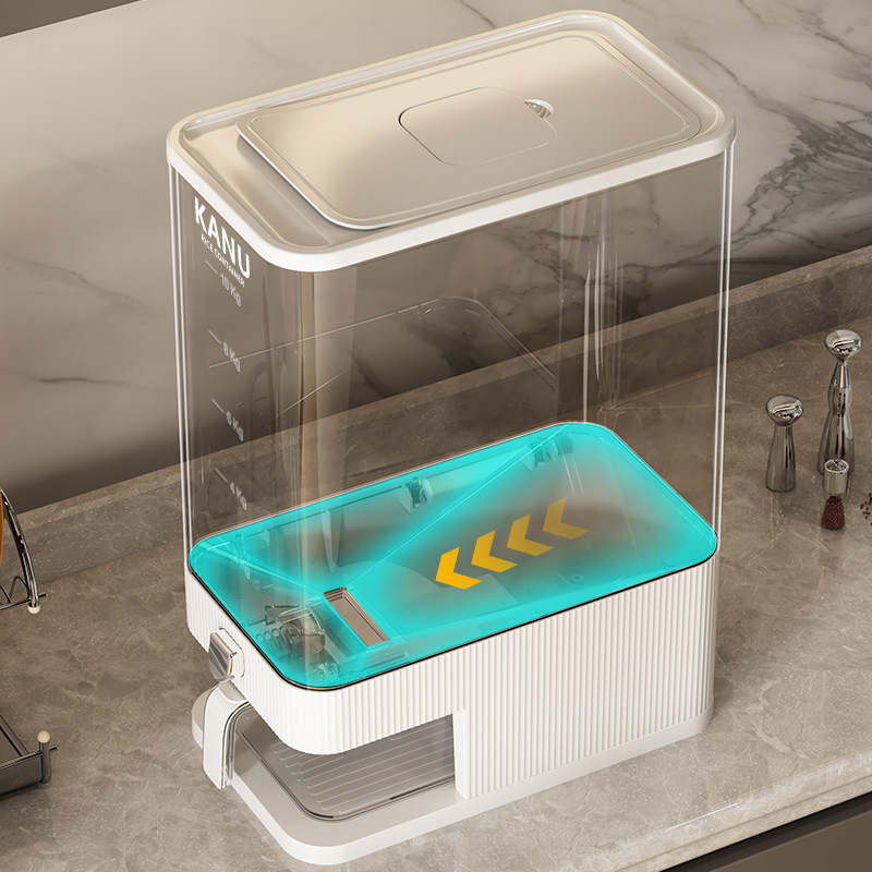 Food-Grade Pressed Rice Bucket Insect-Proof and Moisture-Proof Sealed Household Kitchen Rice Tank Miscellaneous Grain Storage Container Large Plastic Rice Box