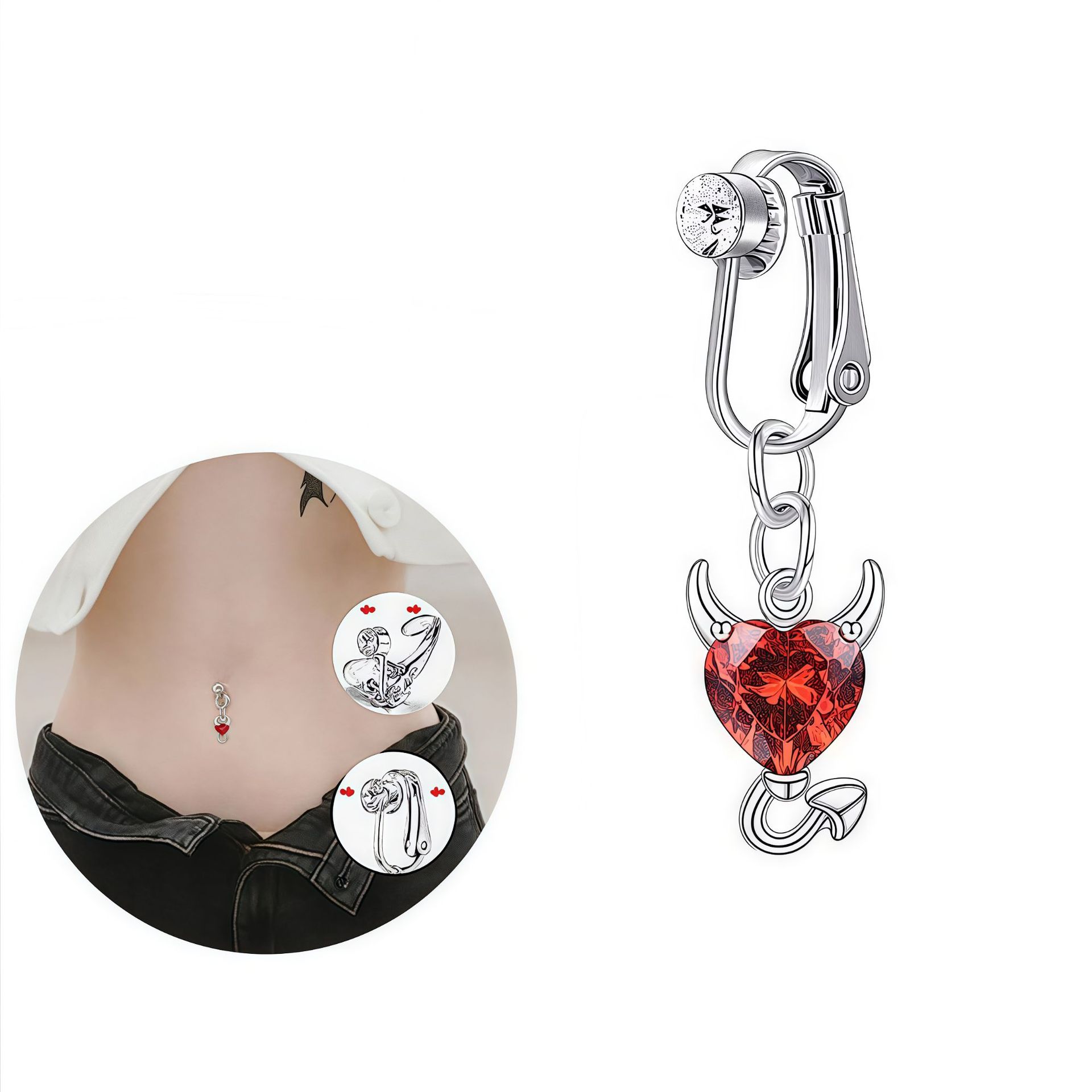 European and American Cross-Border E-Commerce Hot-Selling Navel Ring Without Piercing Navel Clip Moon Butterfly Heart-Shaped Diamond Navel Ring Manufacturer
