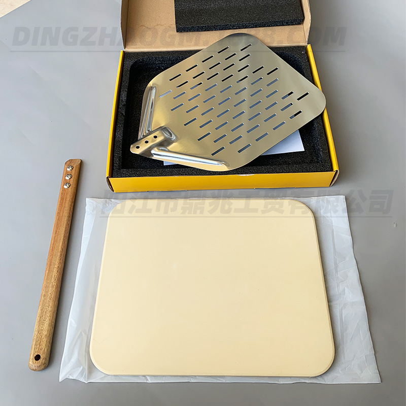 12 Aluminum Alloy Cut Out Pizza Shovel Disassembly and Assembly of Oak Cheese Handle with Pizza Stone Baking Combination Set