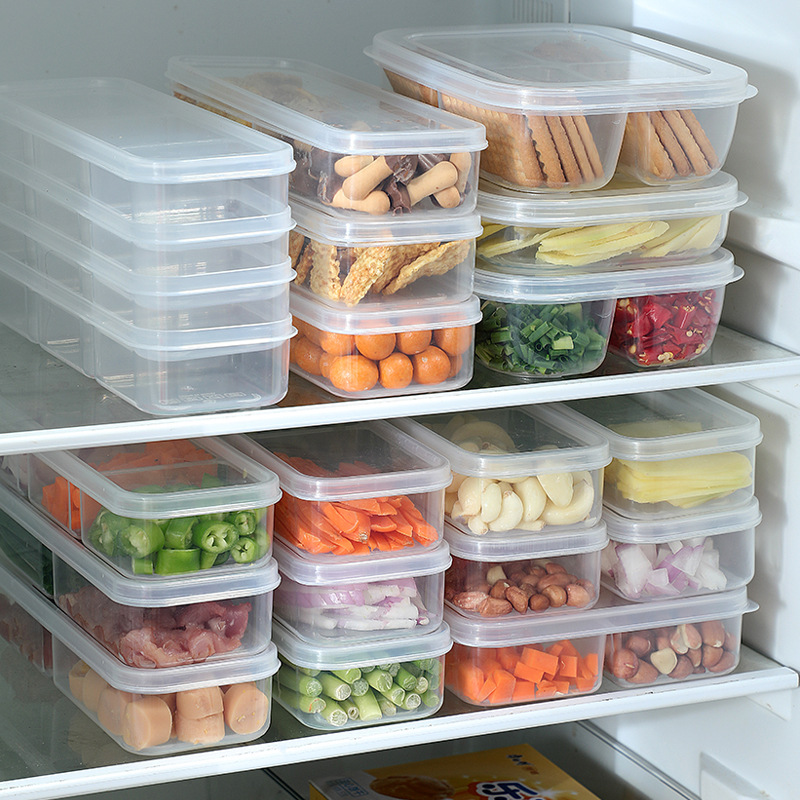 Narrow Slit Refrigerator Compartment Fresh-Keeping Box for Fruits and Vegetables Frozen Meat Packaging Box Microwaveable Food Storage Box with Air Holes