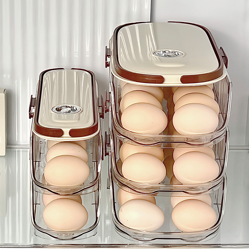 Household Refrigerator Side Door Special Rolling Egg Storage Box Slide Type Stackable Egg Tray Automatic Refilling Egg Rack